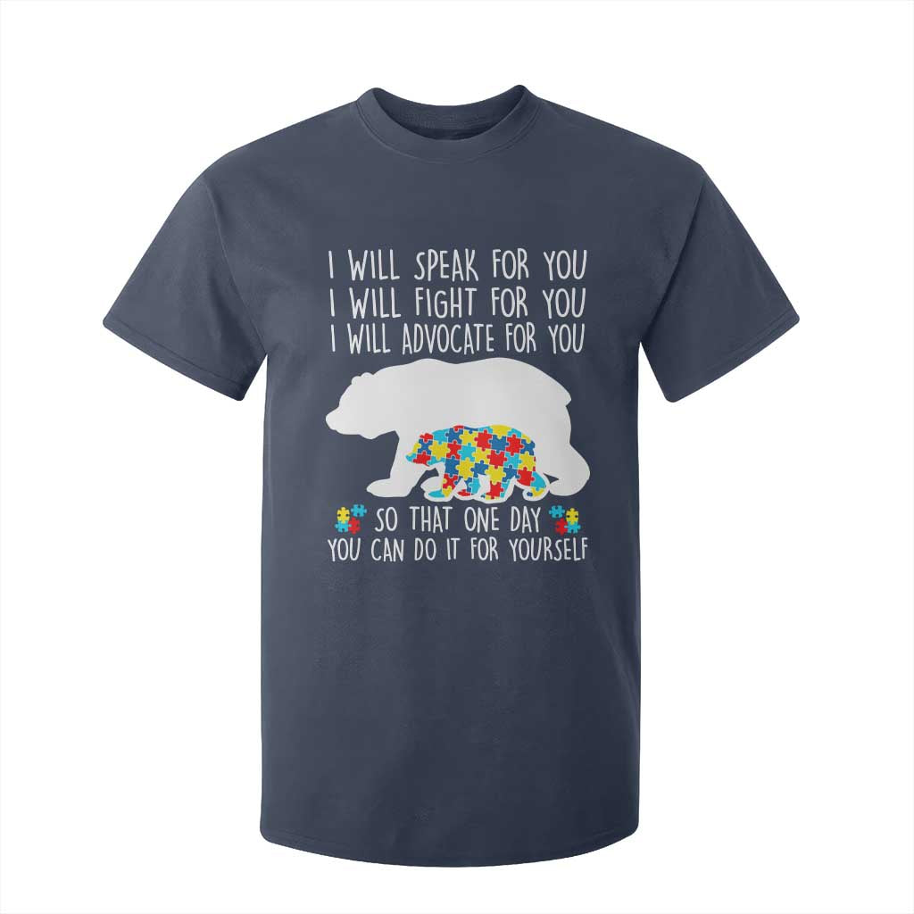 Autism Bear T Shirt For Kid I Will Speak Fight Advocate For You