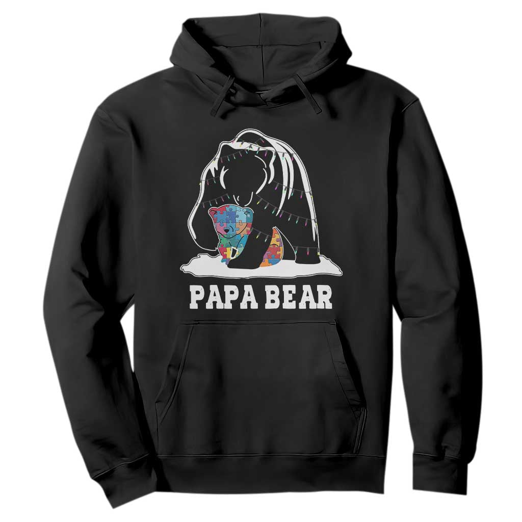 Autism Papa Bear Hoodie Support Autistic Matching Family Dad