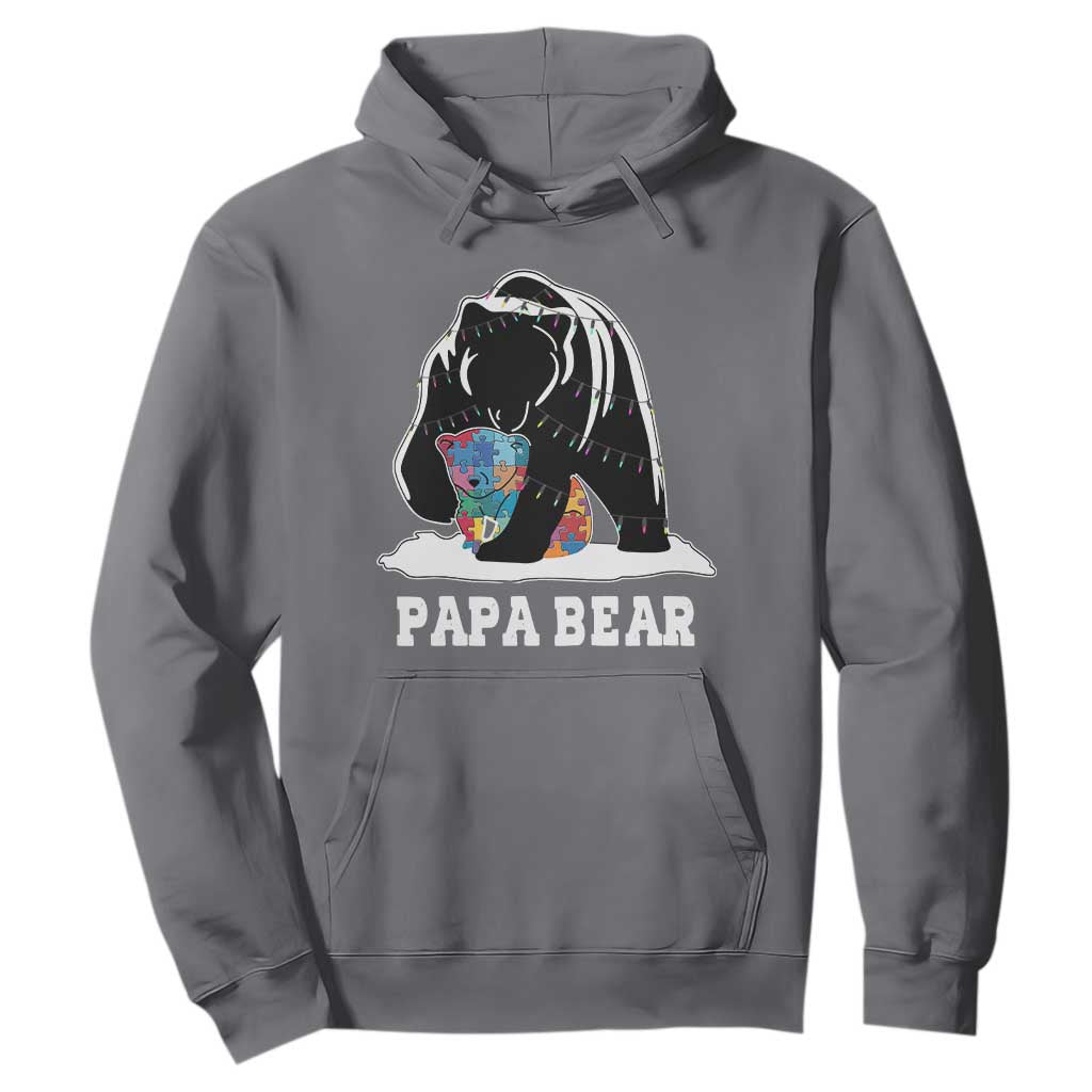 Autism Papa Bear Hoodie Support Autistic Matching Family Dad