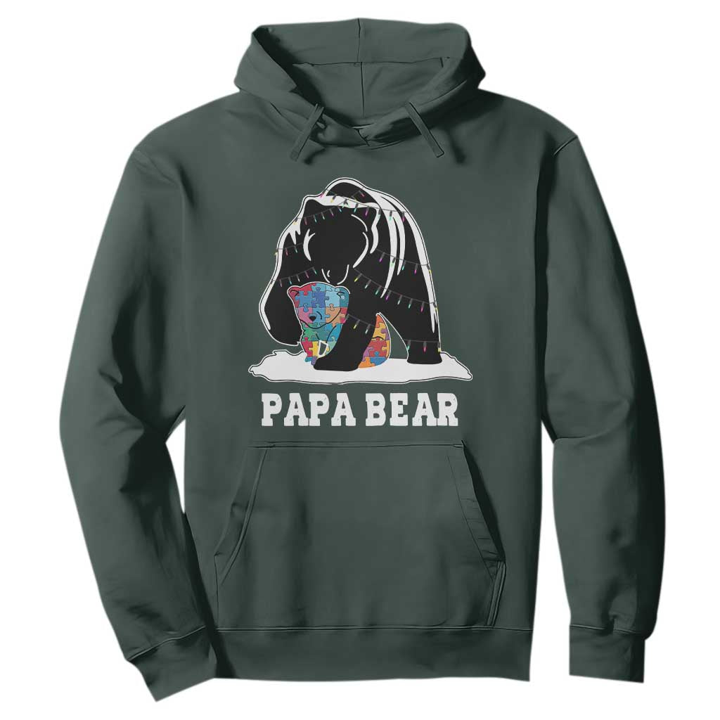 Autism Papa Bear Hoodie Support Autistic Matching Family Dad