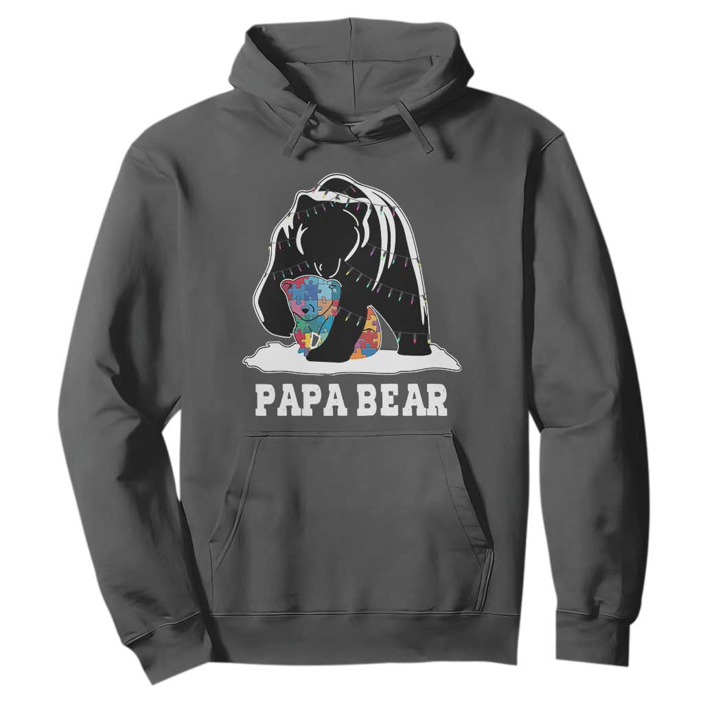 Autism Papa Bear Hoodie Support Autistic Matching Family Dad