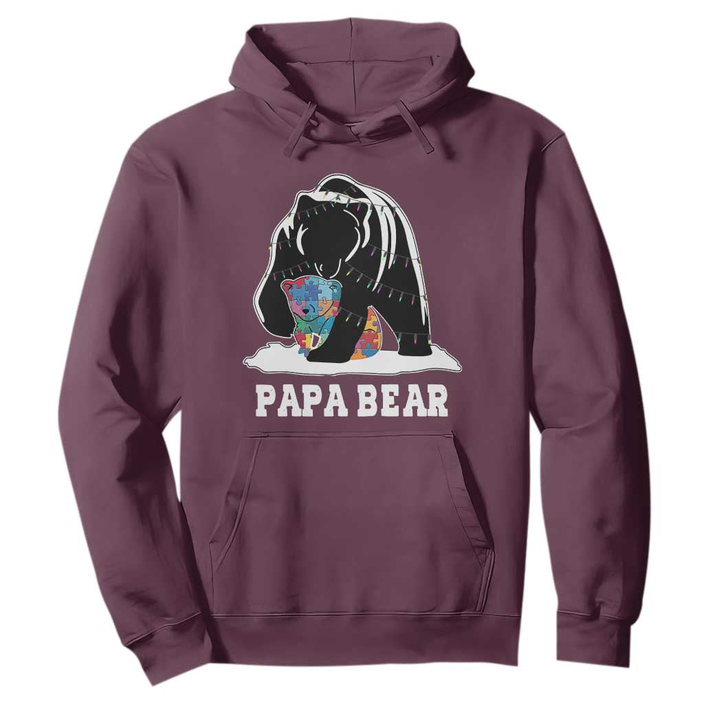 Autism Papa Bear Hoodie Support Autistic Matching Family Dad