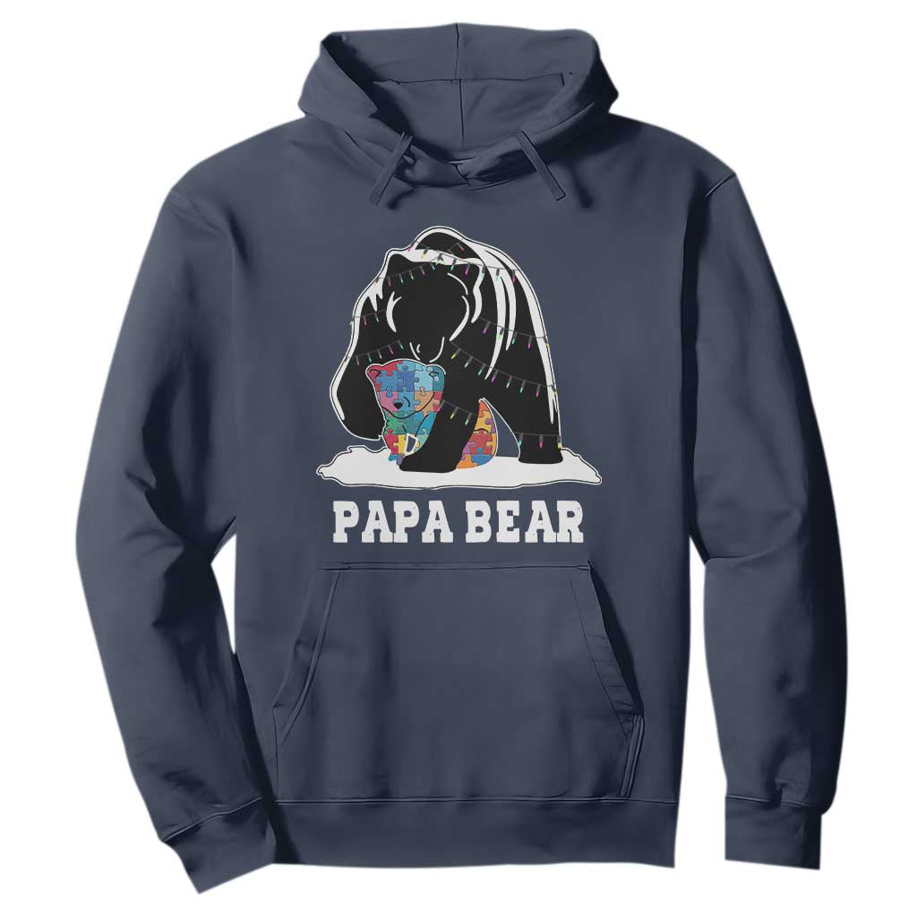 Autism Papa Bear Hoodie Support Autistic Matching Family Dad