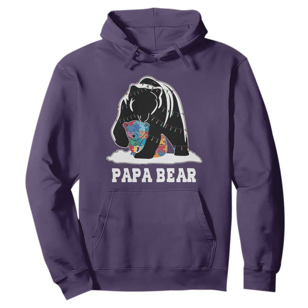 Autism Papa Bear Hoodie Support Autistic Matching Family Dad