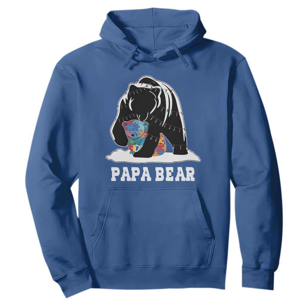 Autism Papa Bear Hoodie Support Autistic Matching Family Dad