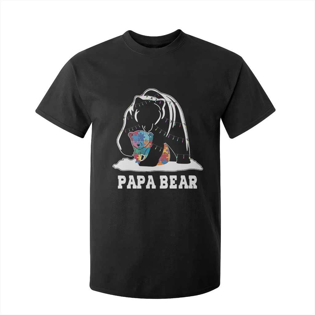 Autism Papa Bear T Shirt For Kid Support Autistic Matching Family Dad