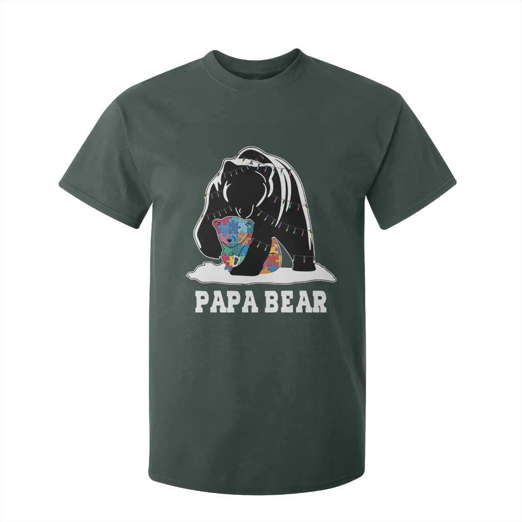 Autism Papa Bear T Shirt For Kid Support Autistic Matching Family Dad