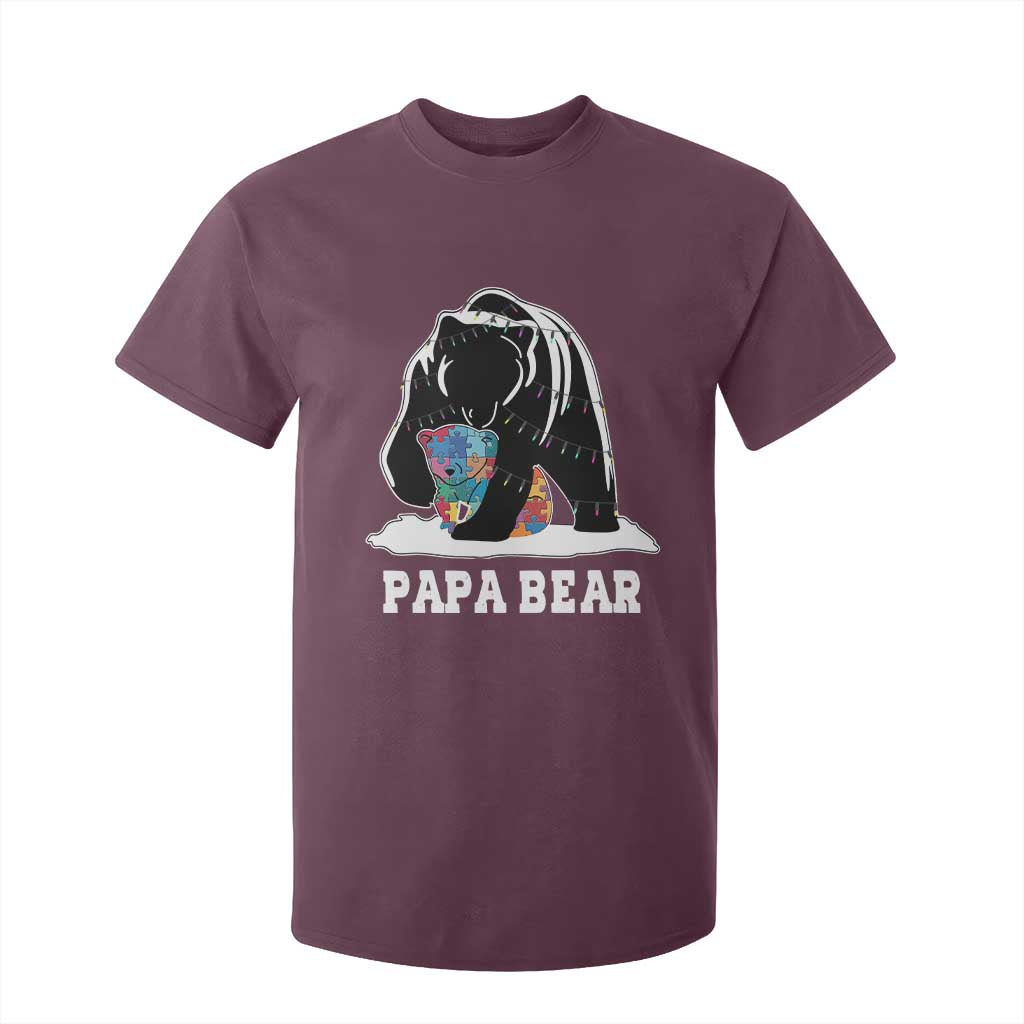 Autism Papa Bear T Shirt For Kid Support Autistic Matching Family Dad