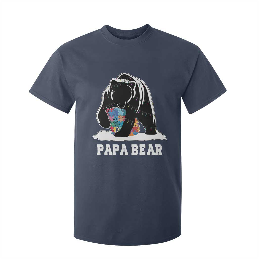 Autism Papa Bear T Shirt For Kid Support Autistic Matching Family Dad