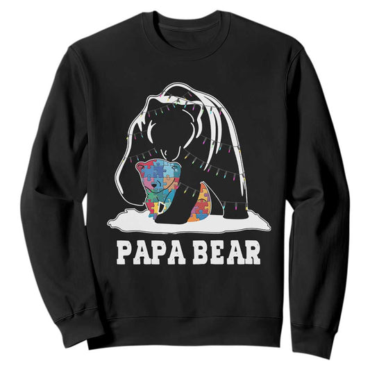 Autism Papa Bear Sweatshirt Support Autistic Matching Family Dad