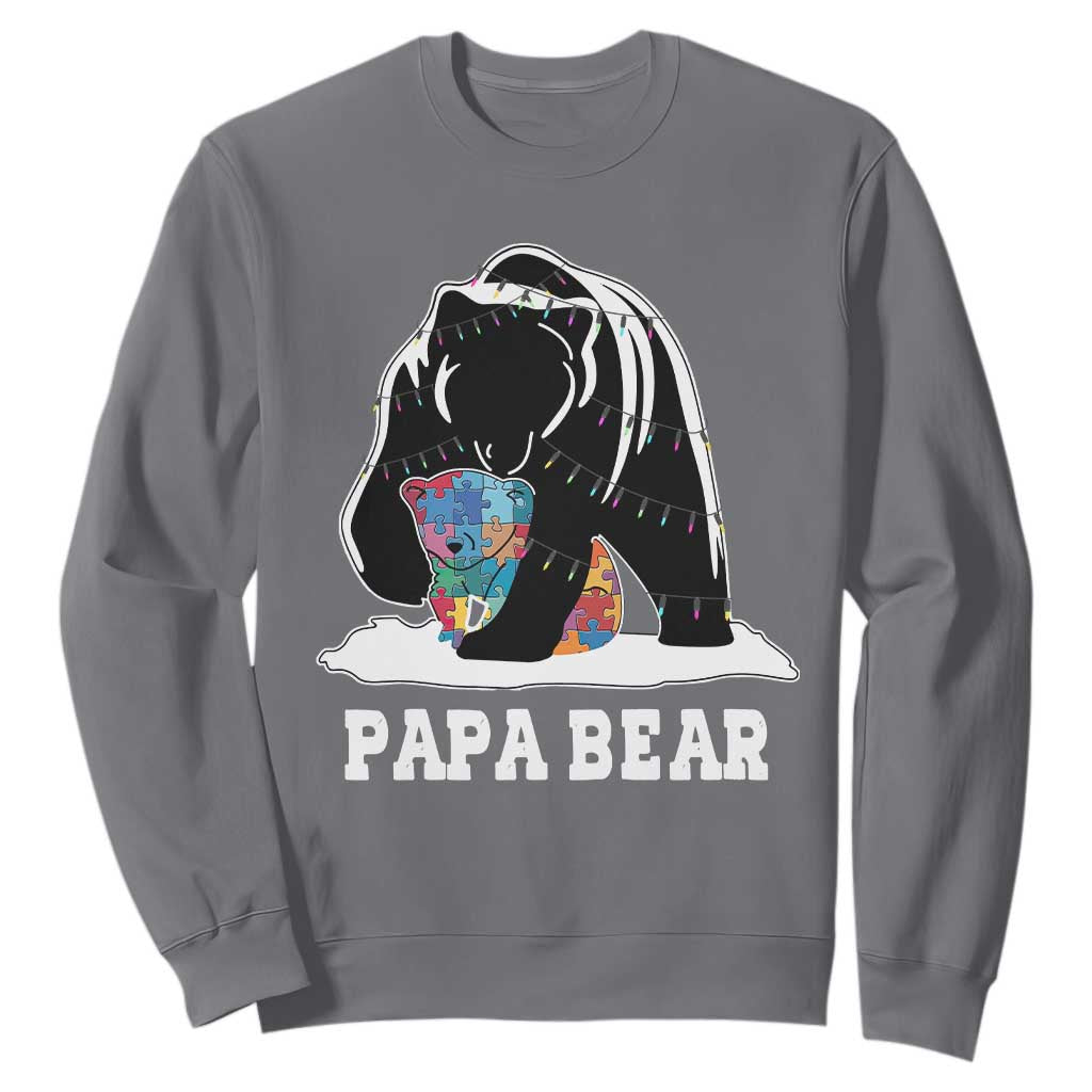 Autism Papa Bear Sweatshirt Support Autistic Matching Family Dad