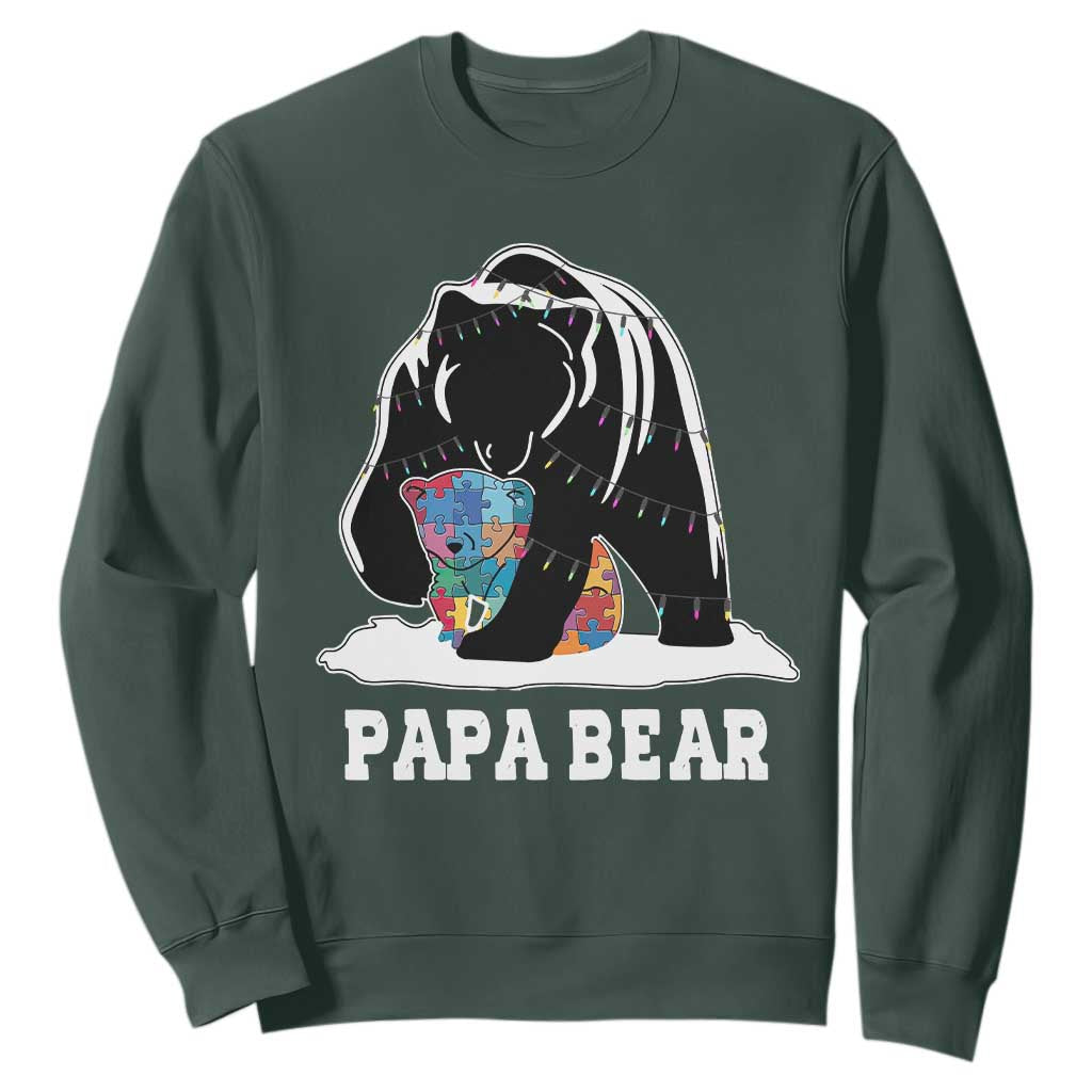 Autism Papa Bear Sweatshirt Support Autistic Matching Family Dad