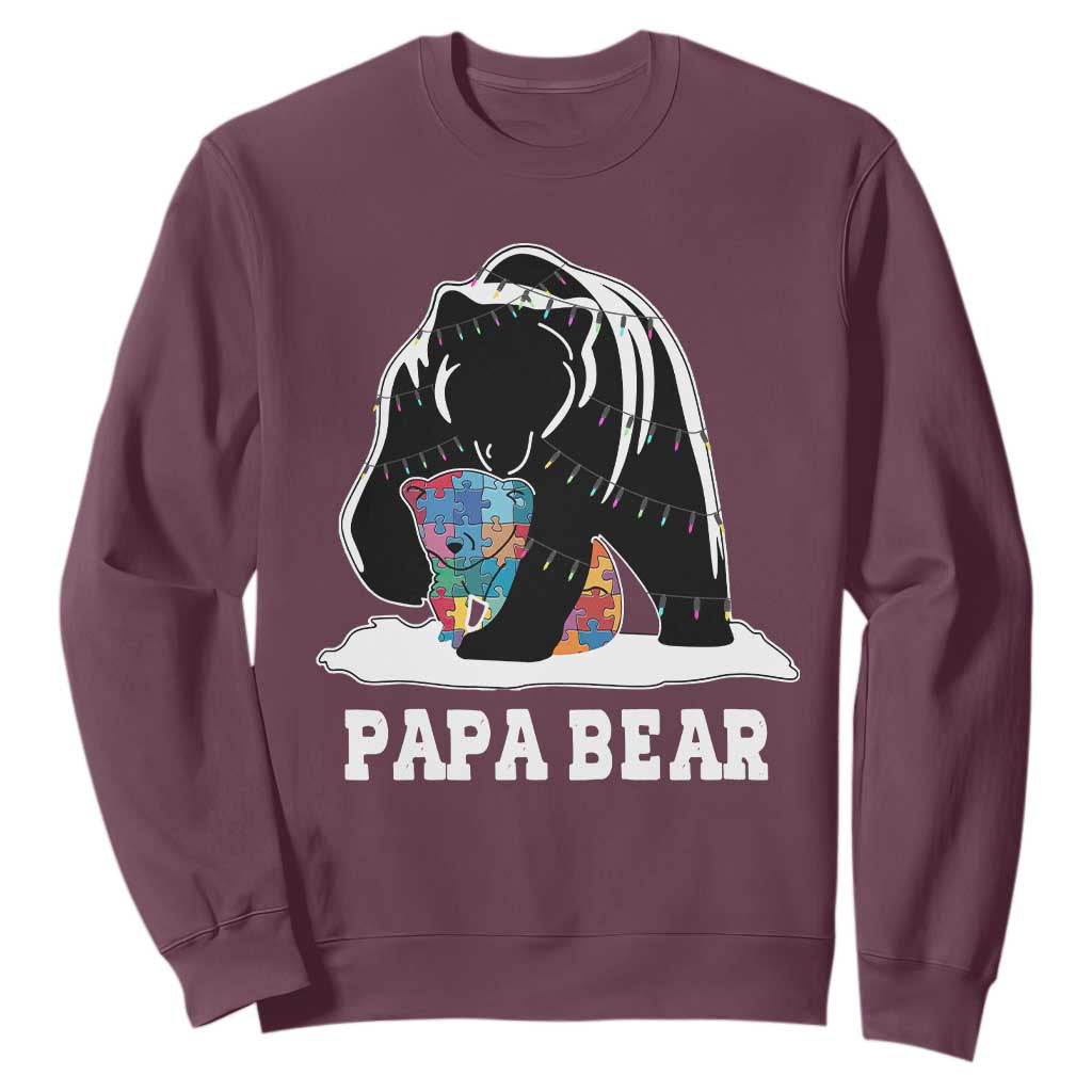Autism Papa Bear Sweatshirt Support Autistic Matching Family Dad
