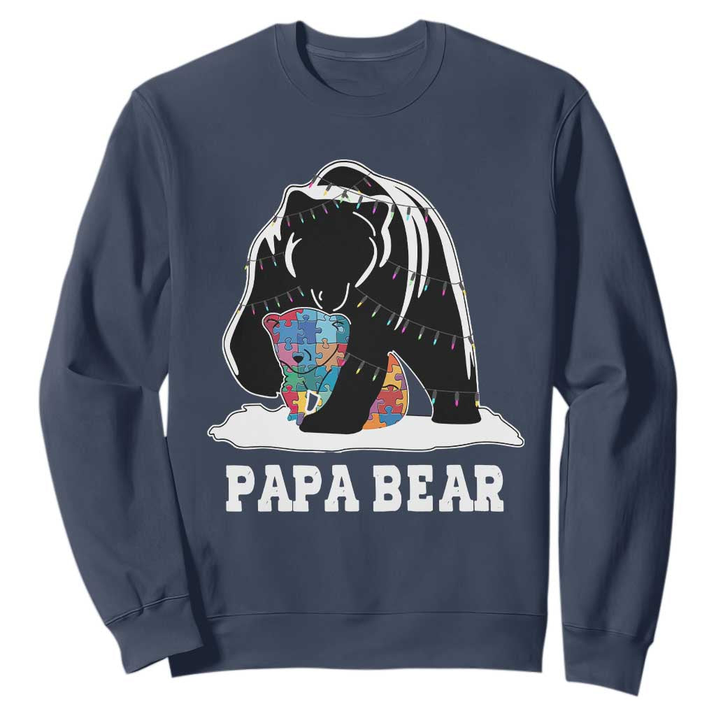 Autism Papa Bear Sweatshirt Support Autistic Matching Family Dad