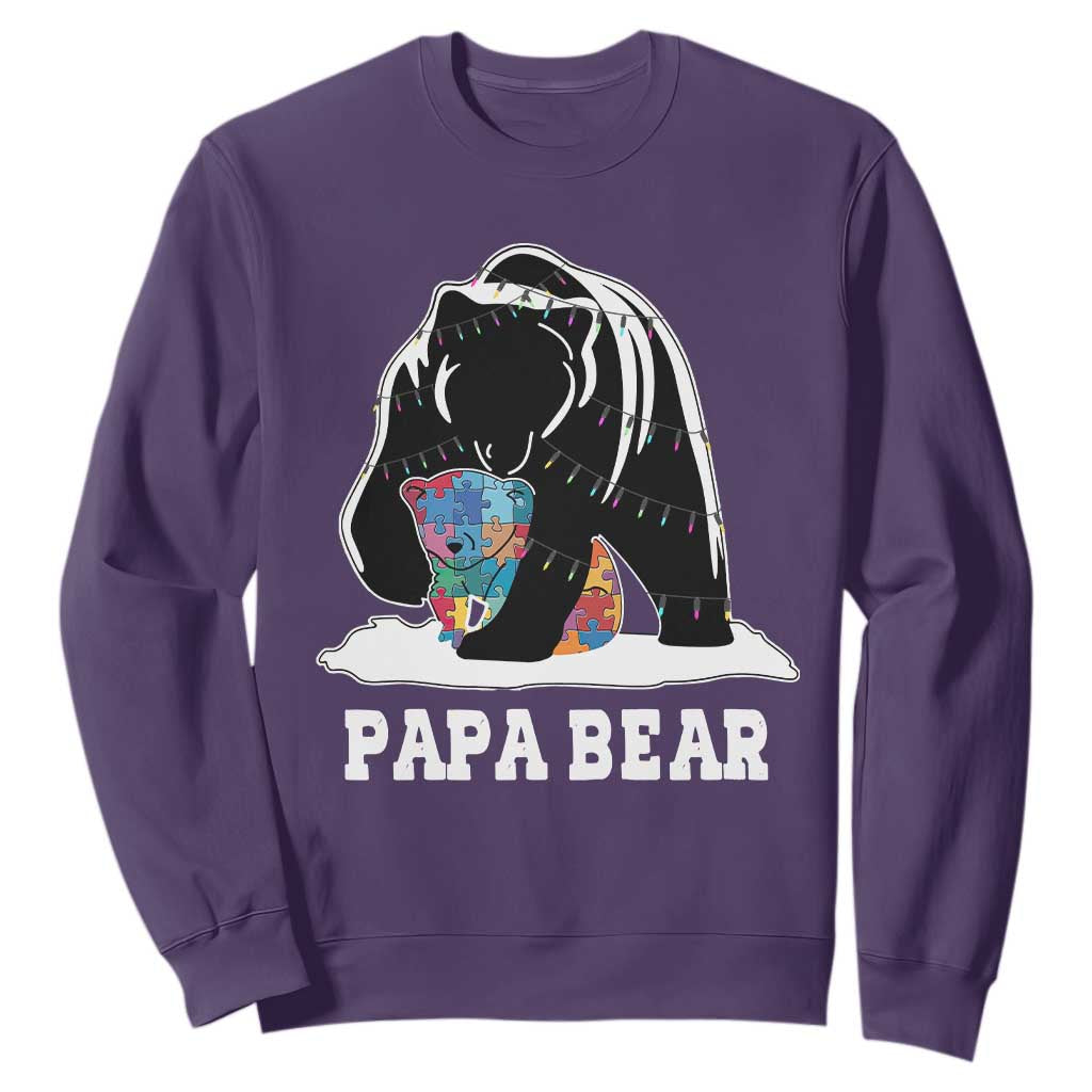 Autism Papa Bear Sweatshirt Support Autistic Matching Family Dad
