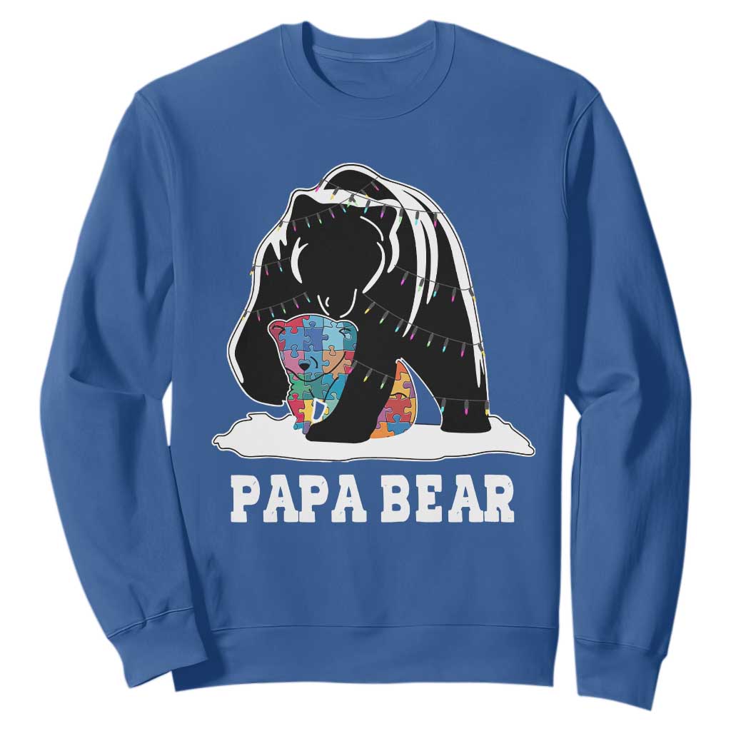 Autism Papa Bear Sweatshirt Support Autistic Matching Family Dad