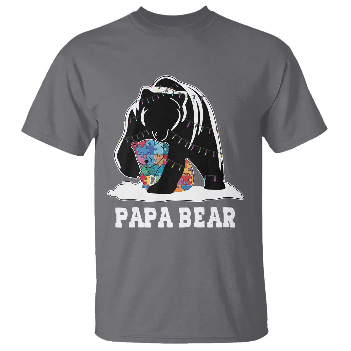 Autism Papa Bear T Shirt Support Autistic Matching Family Dad