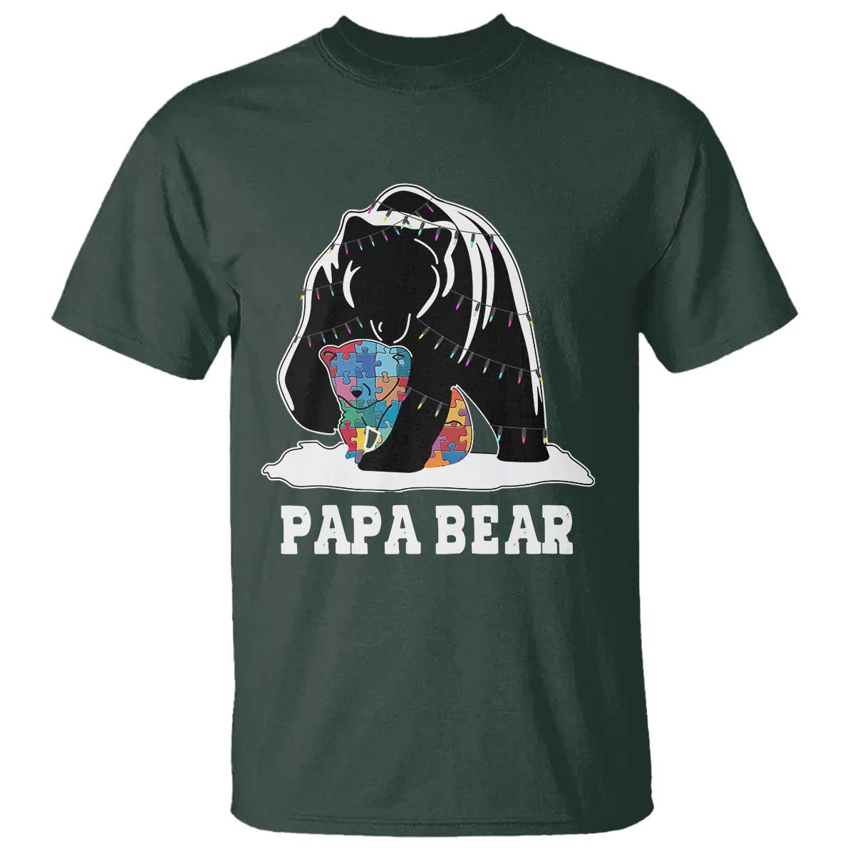 Autism Papa Bear T Shirt Support Autistic Matching Family Dad