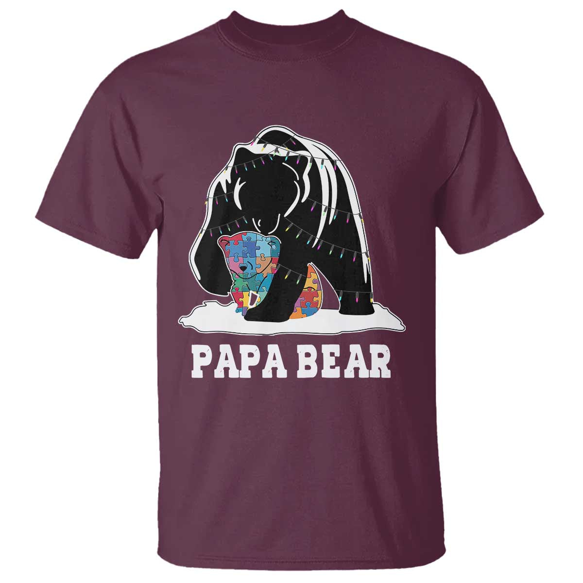 Autism Papa Bear T Shirt Support Autistic Matching Family Dad