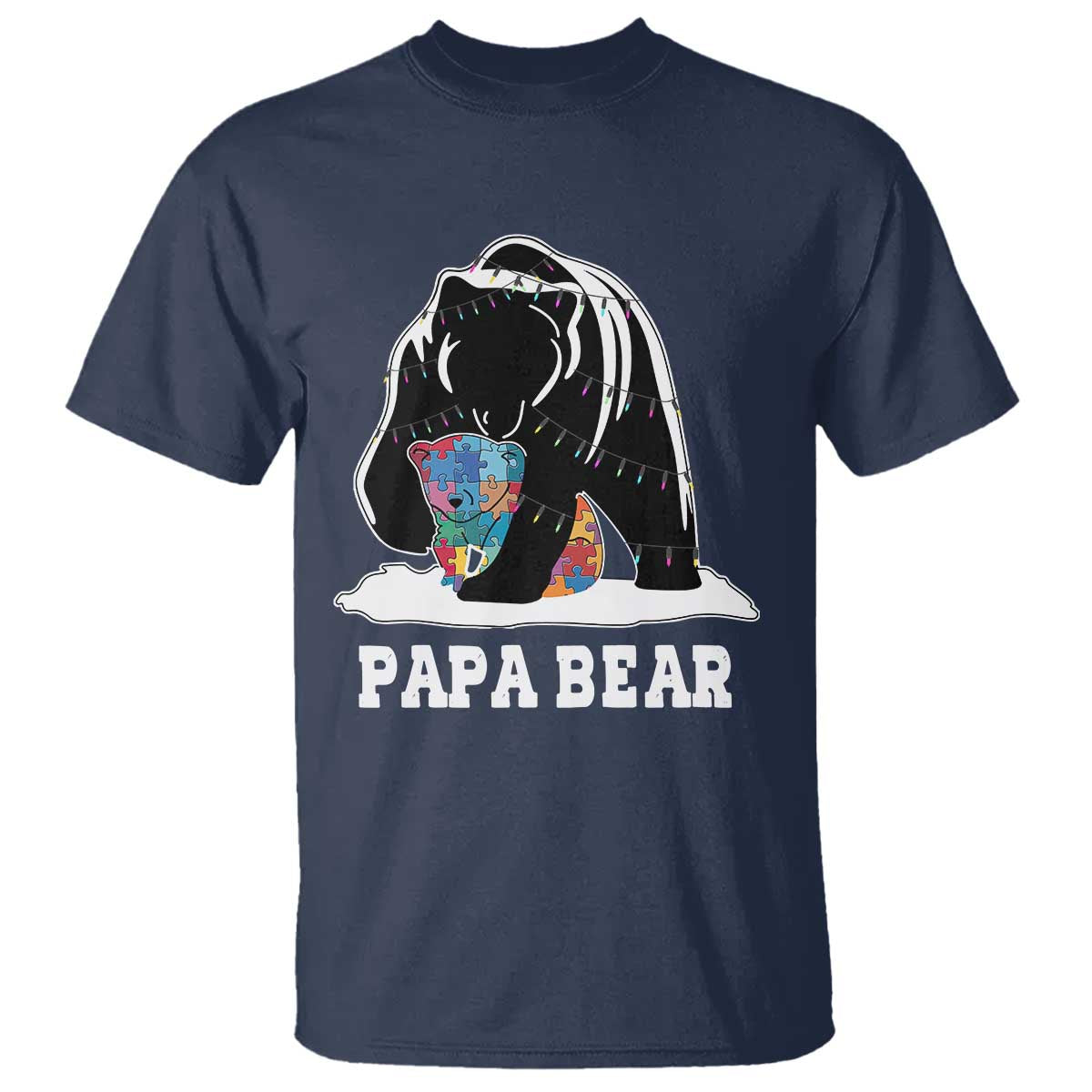 Autism Papa Bear T Shirt Support Autistic Matching Family Dad