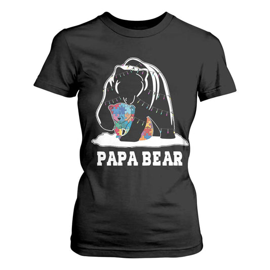 Autism Papa Bear T Shirt For Women Support Autistic Matching Family Dad