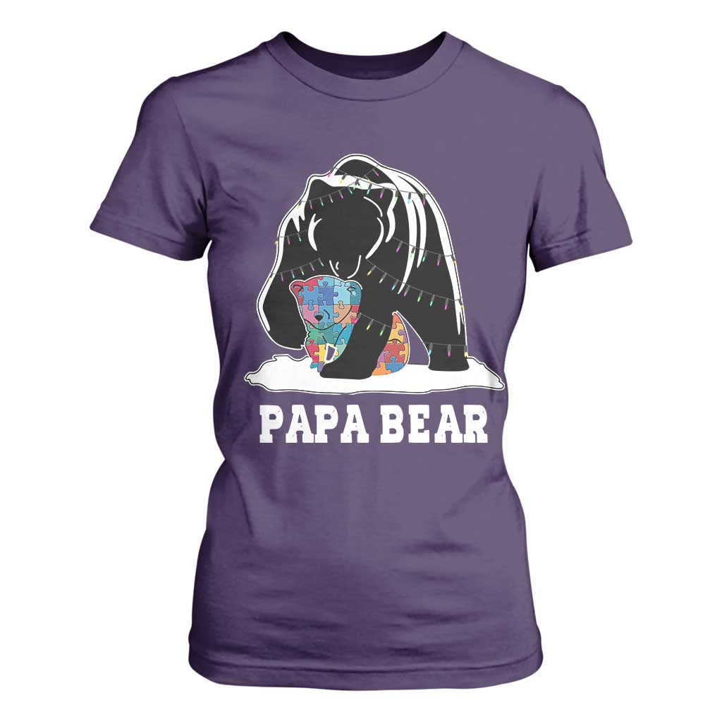 Autism Papa Bear T Shirt For Women Support Autistic Matching Family Dad