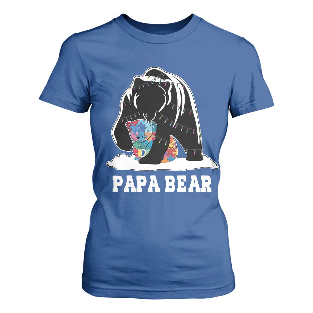 Autism Papa Bear T Shirt For Women Support Autistic Matching Family Dad
