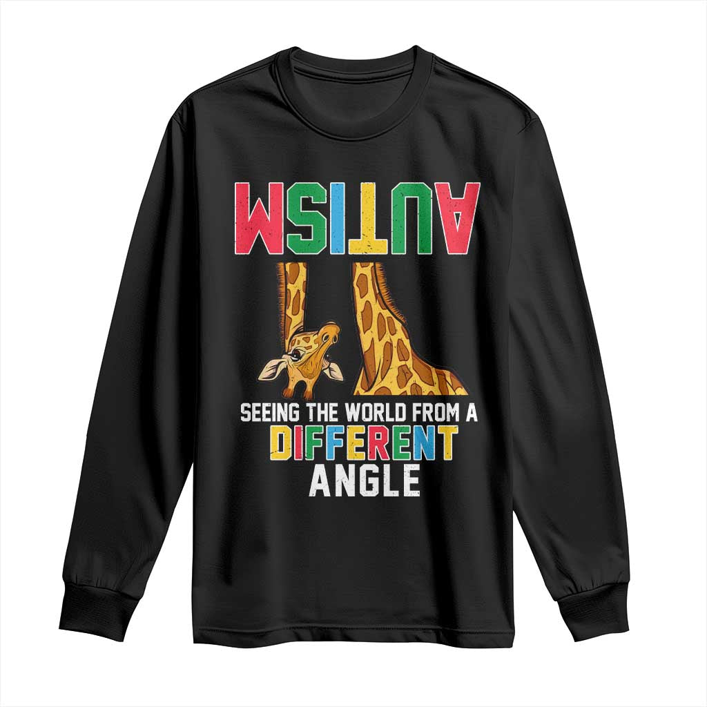 Giraffe Autism Support Long Sleeve Shirt Seeing World Different Angle