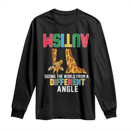 Giraffe Autism Support Long Sleeve Shirt Seeing World Different Angle