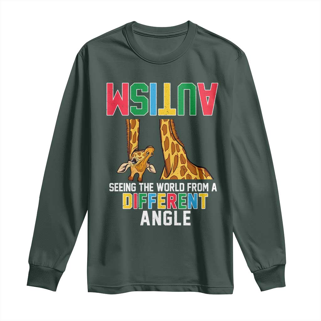 Giraffe Autism Support Long Sleeve Shirt Seeing World Different Angle