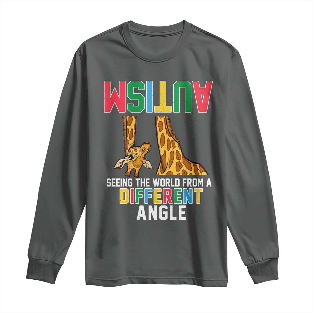 Giraffe Autism Support Long Sleeve Shirt Seeing World Different Angle