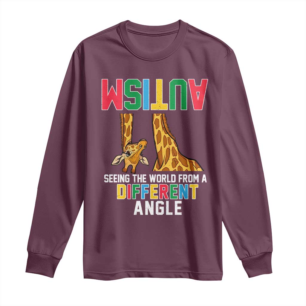 Giraffe Autism Support Long Sleeve Shirt Seeing World Different Angle