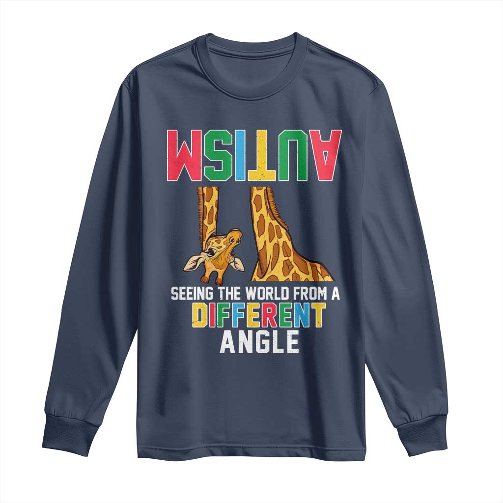 Giraffe Autism Support Long Sleeve Shirt Seeing World Different Angle