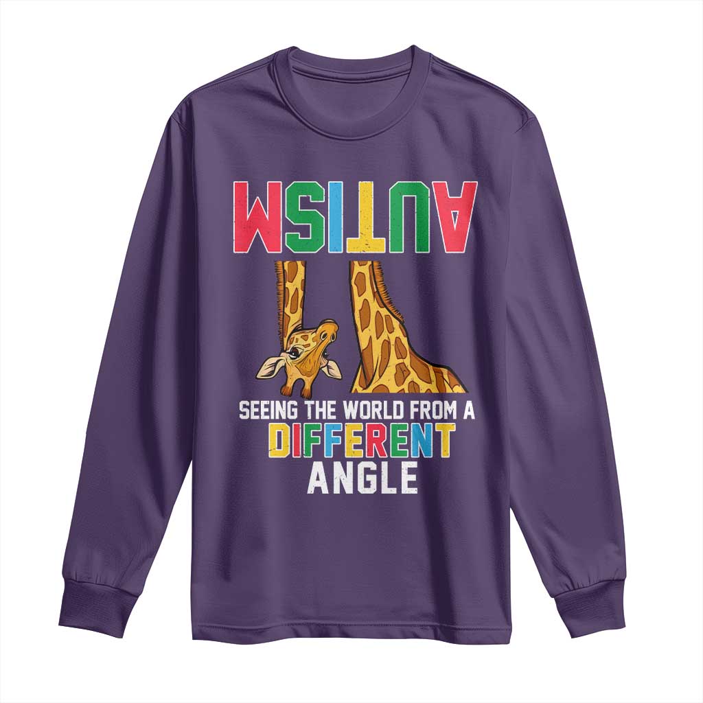 Giraffe Autism Support Long Sleeve Shirt Seeing World Different Angle