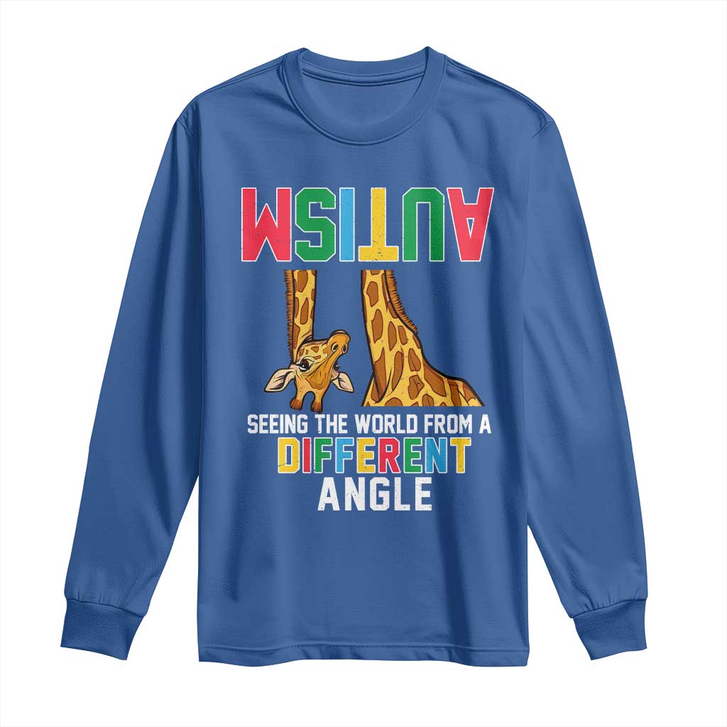 Giraffe Autism Support Long Sleeve Shirt Seeing World Different Angle
