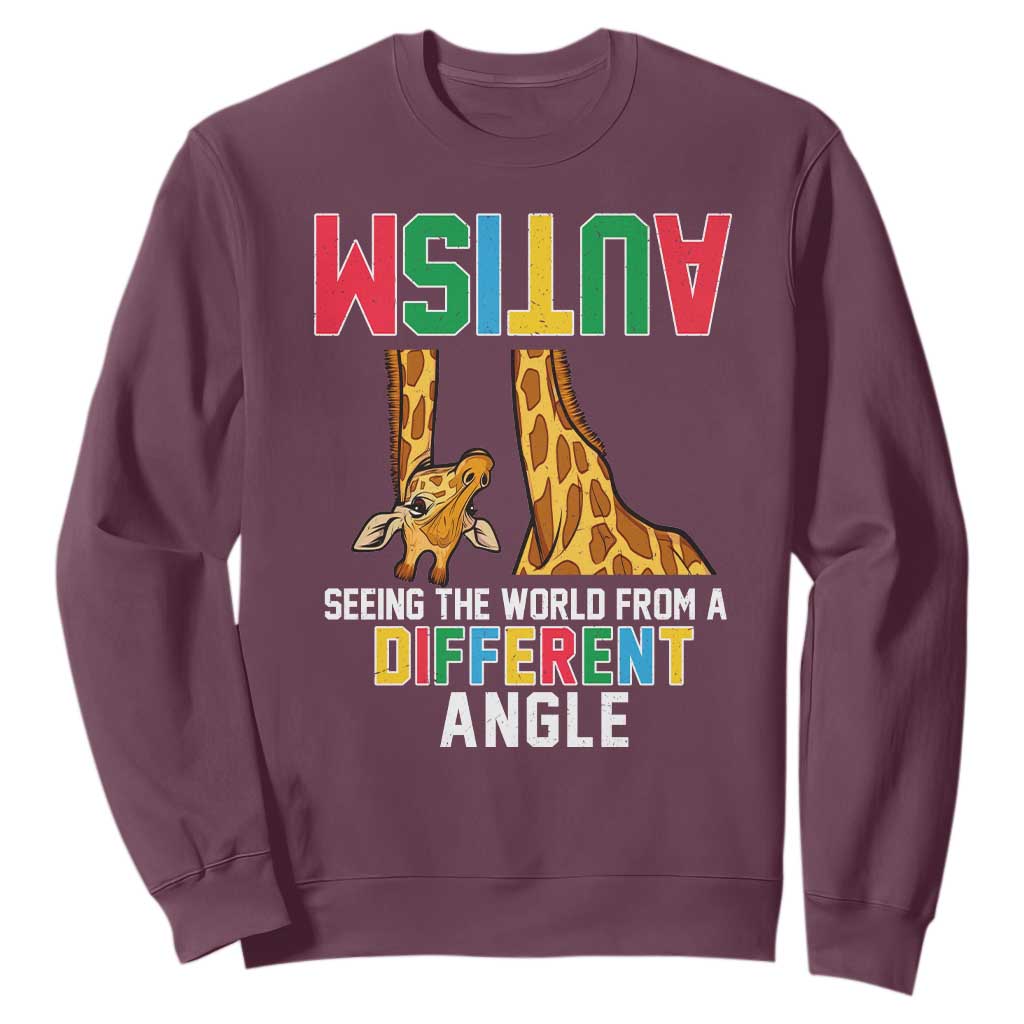 Giraffe Autism Support Sweatshirt Seeing World Different Angle