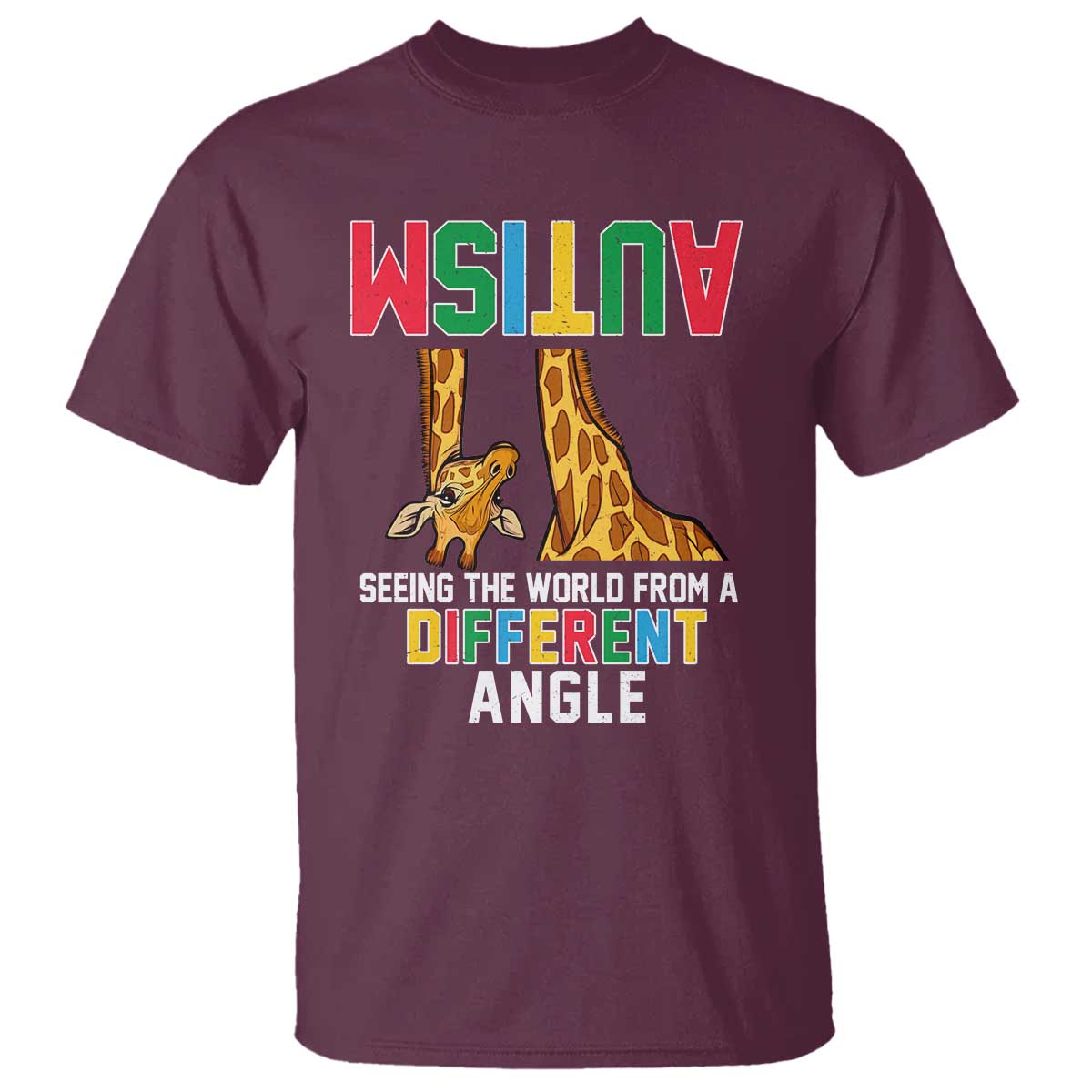 Giraffe Autism Support T Shirt Seeing World Different Angle