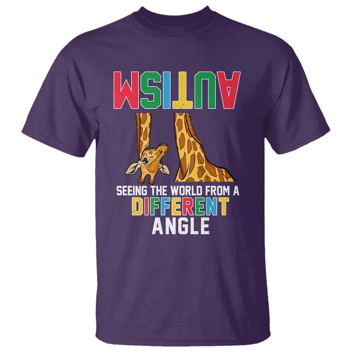 Giraffe Autism Support T Shirt Seeing World Different Angle
