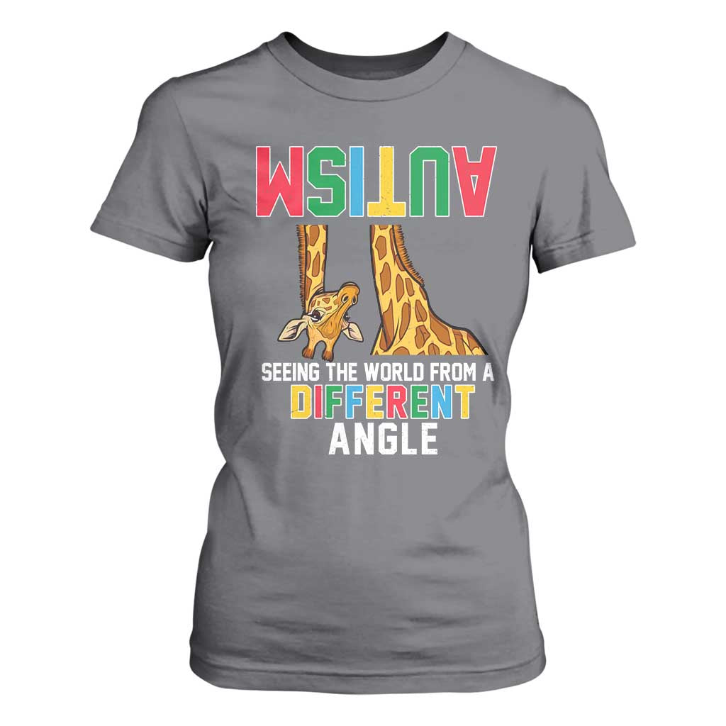 Giraffe Autism Support T Shirt For Women Seeing World Different Angle