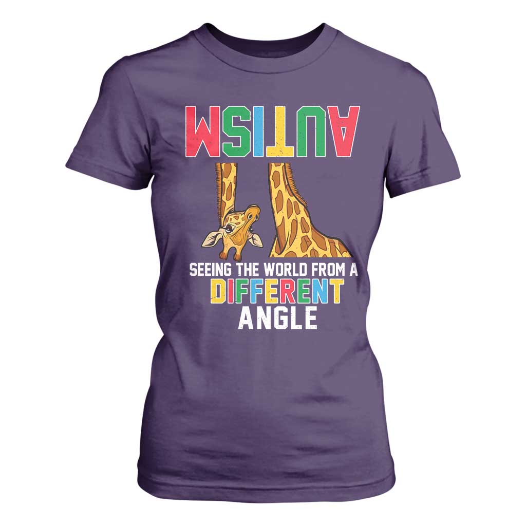 Giraffe Autism Support T Shirt For Women Seeing World Different Angle