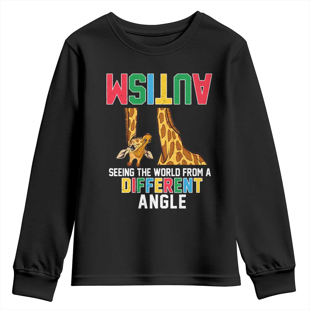 Giraffe Autism Support Youth Sweatshirt Seeing World Different Angle