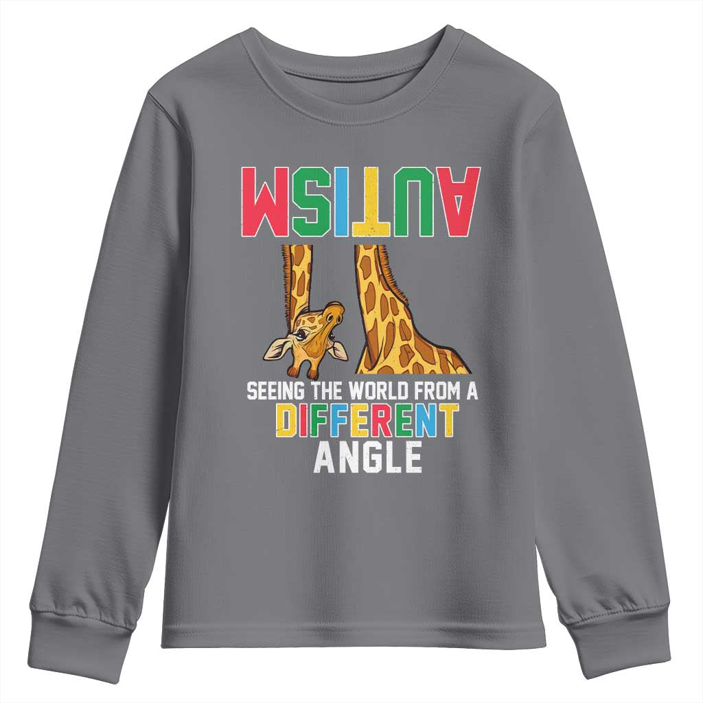 Giraffe Autism Support Youth Sweatshirt Seeing World Different Angle
