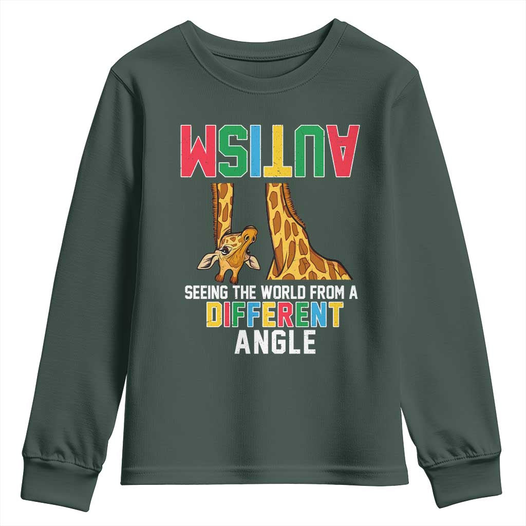 Giraffe Autism Support Youth Sweatshirt Seeing World Different Angle