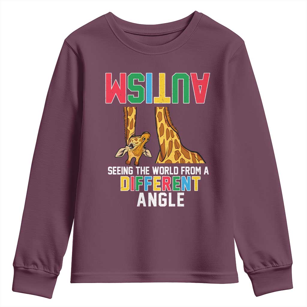 Giraffe Autism Support Youth Sweatshirt Seeing World Different Angle