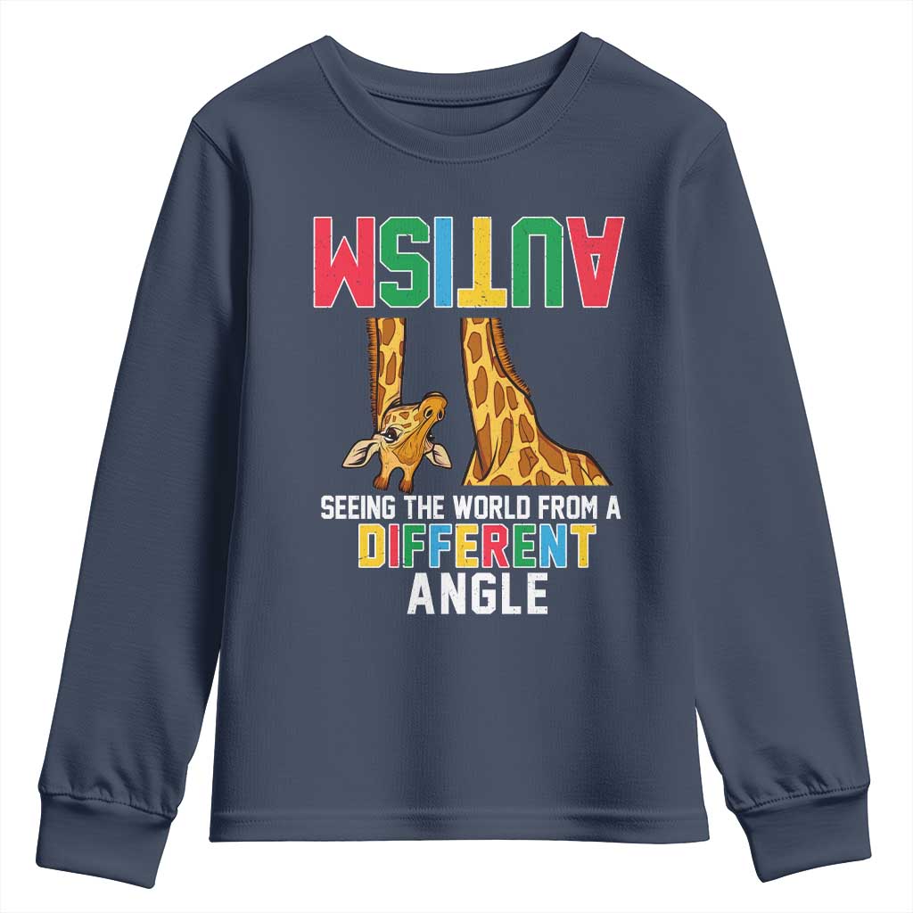 Giraffe Autism Support Youth Sweatshirt Seeing World Different Angle