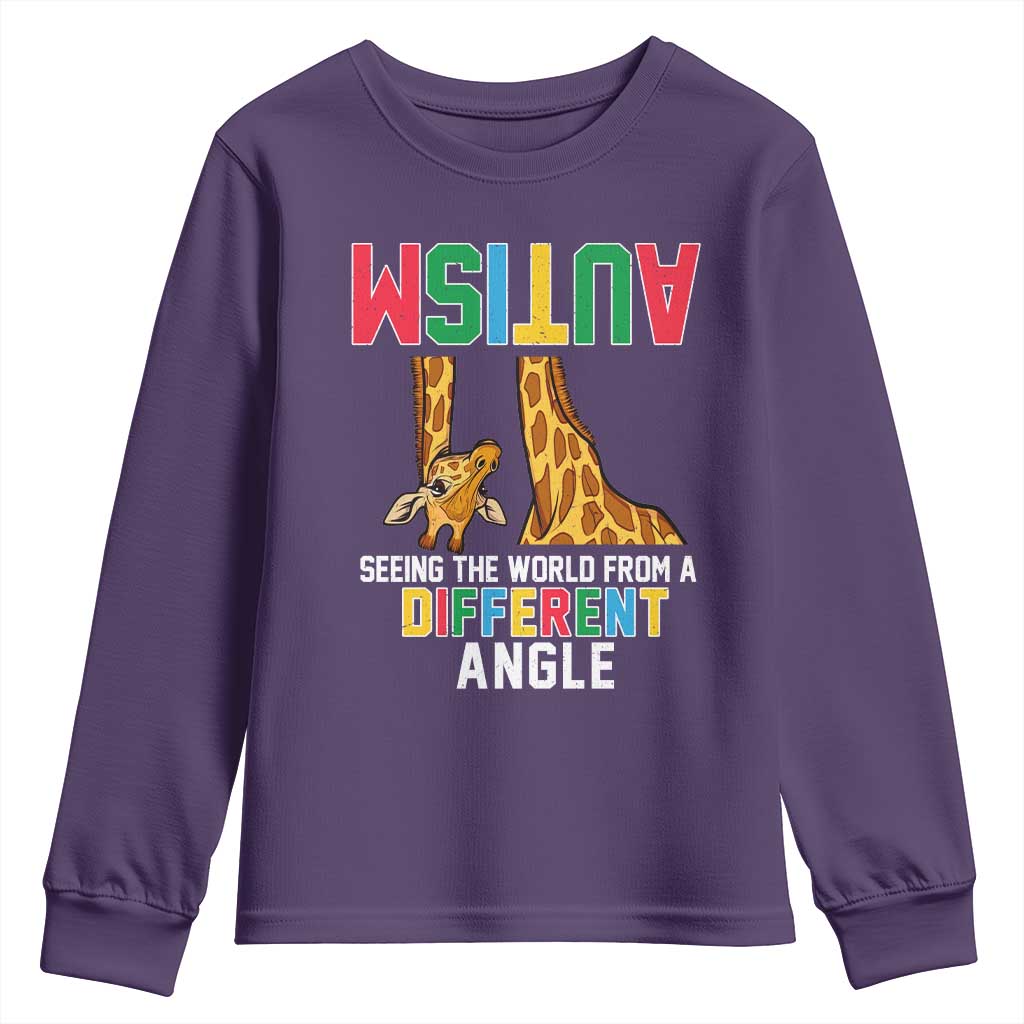 Giraffe Autism Support Youth Sweatshirt Seeing World Different Angle