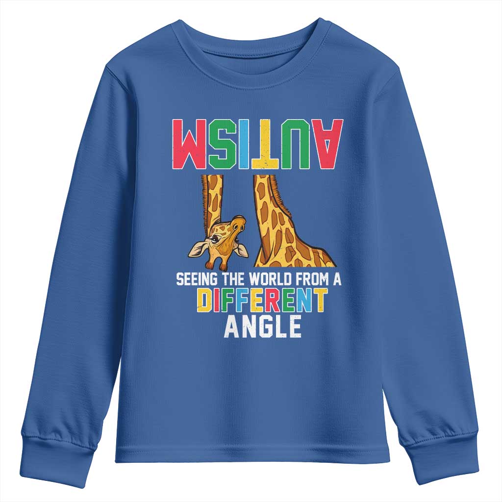 Giraffe Autism Support Youth Sweatshirt Seeing World Different Angle