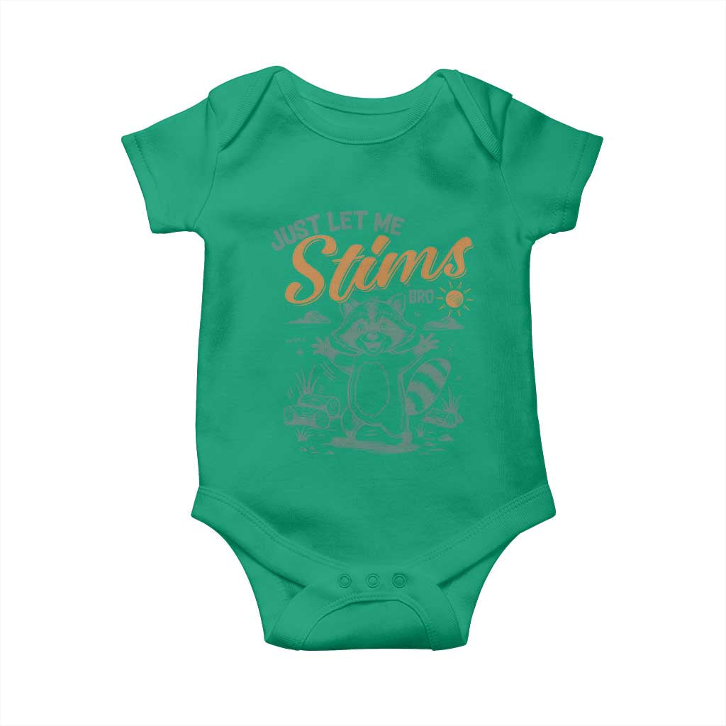 Funny Raccoon Autism Support Baby Onesie Just Let Me Stim Bro
