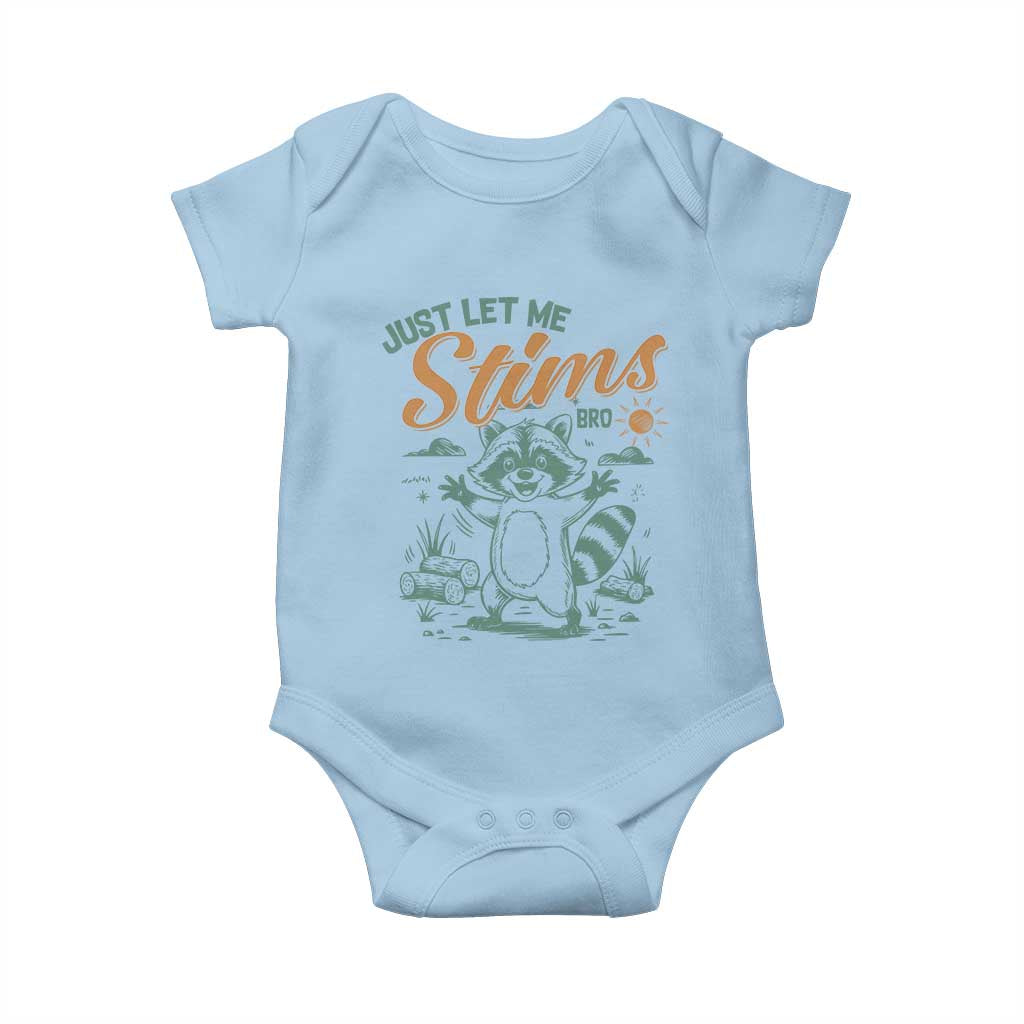 Funny Raccoon Autism Support Baby Onesie Just Let Me Stim Bro