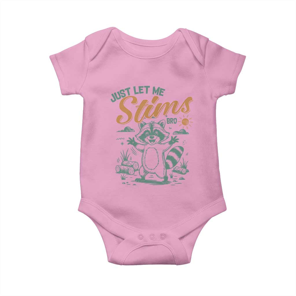 Funny Raccoon Autism Support Baby Onesie Just Let Me Stim Bro
